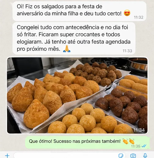Aluna conta que congelou os salgados para a festa da filha e no dia foi só fritar